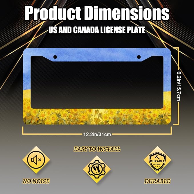 Sunflowers License Plate Frame Watercolor Yellow Floral License Plate Holder - Image 2