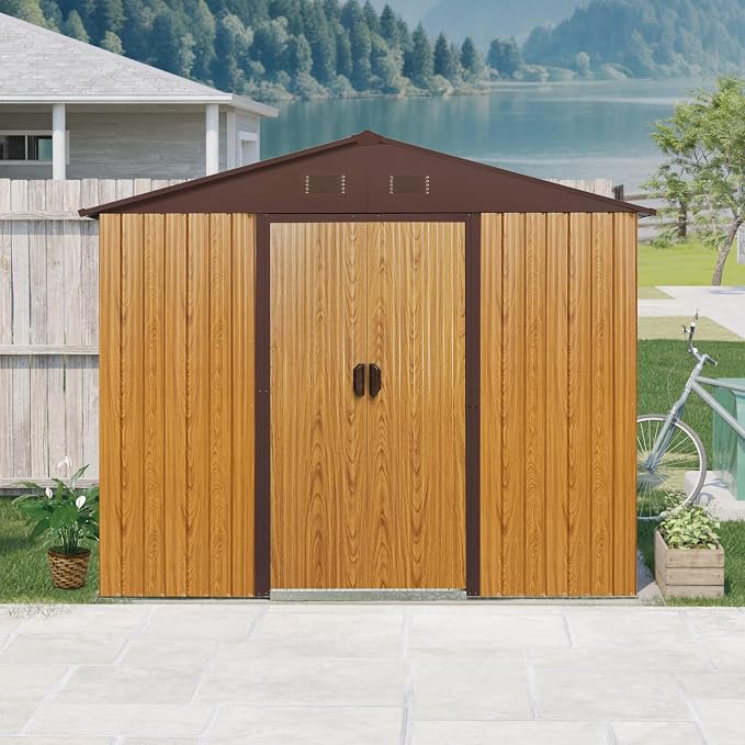 4x8 FT Outdoor Storage Shed, Metal Garden Shed - Image 2