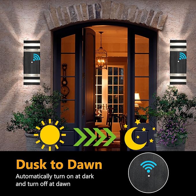 tewei 4 Pack Dusk to Dawn Outdoor Wall Lights Modern Exterior Light Fixture - Image 3