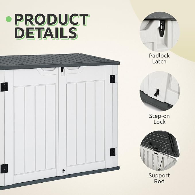 GOOBED Horizontal Shed with Padlock Latch, Outdoor Storage Shed - Image 7
