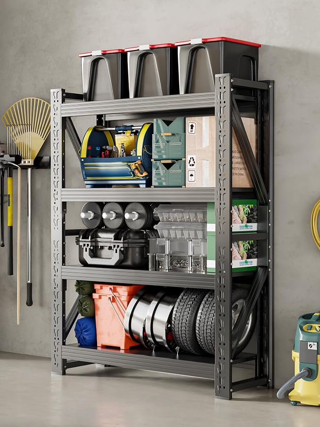 4-Tier Storage Shelves, Adjustable Industrial Metal Shelf System, 000lbs - Image 2