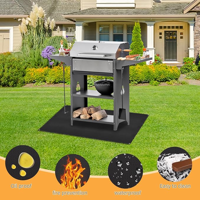 Under Grill Mat for Outdoor Grilling, 32 x 48 inches Double-Sided Fireproof - Image 5