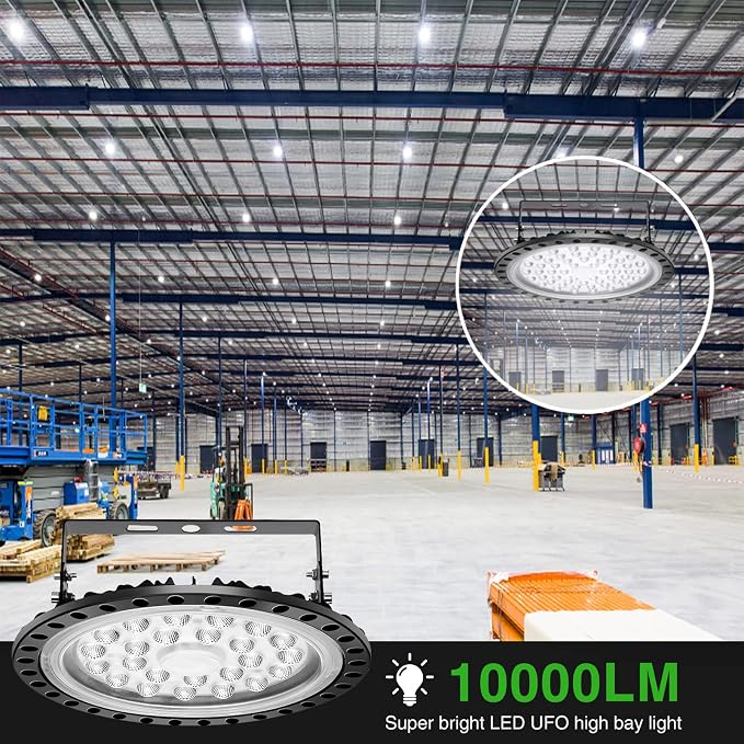 Viugreum 10 Pack 100W UFO LED High Bay Light, 10000LM 6500K Daylight White Led - Image 6