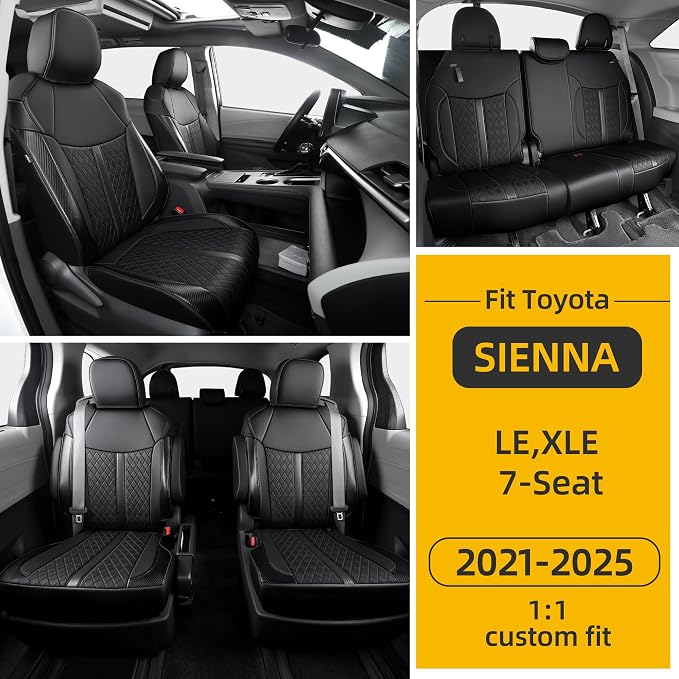 Custom Fit Sienna Seat Covers for Toyota Sienna LE, XLE 2021-2025 3-Row - Image 8