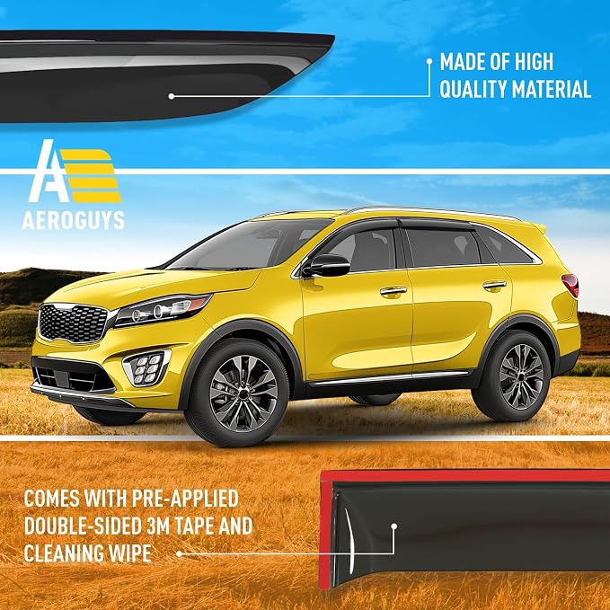 Extra Durable Window Deflectors Tape-On Window Visors Rain Guards Fit - Image 6