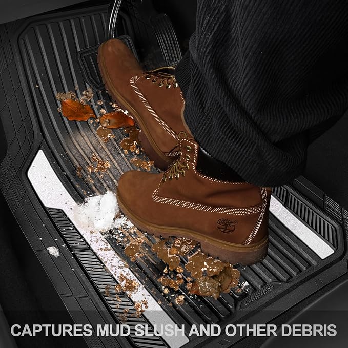 CAR PASS Heavy Duty Rubber Car Mats Metallic, Aluminum Film All Weather Floor - Image 8