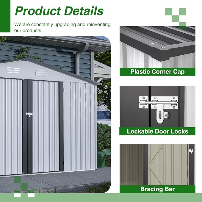 10X8 FT Outdoor Tool Storage Shed - Image 3