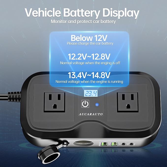 7 in 1 Car Power Inverter, 200W DC 12V to 110V AC Car Inverter - Image 3