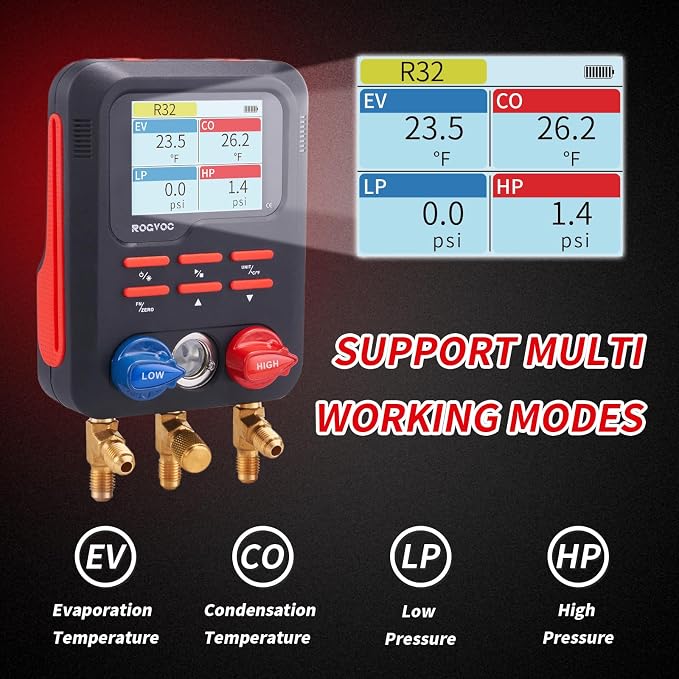 Digital Manifold Gauge, HVAC Refrigerants Digital AC Gauges Set - Image 2