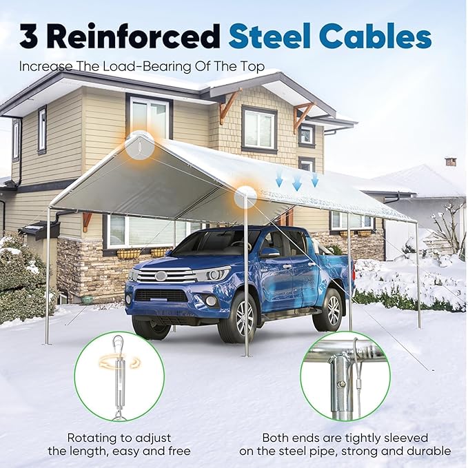 Quictent 10x20 ft Heavy Duty Car Canopy Galvanized Frame Carport Outdoor Party - Image 5