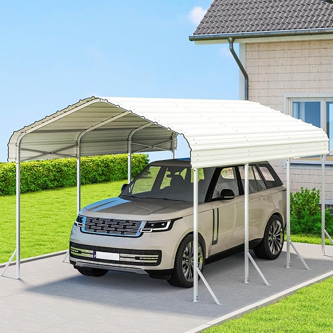 10x15 Carport, Heavy Duty Metal Car Port, All-Weather Protection, Easy Assembly by Unknown
