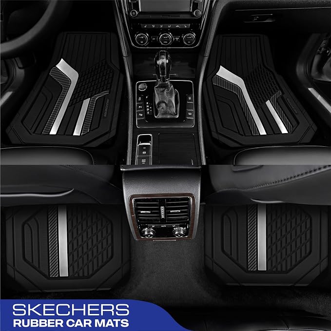 Skechers Heavy Duty Rubber Car Floor Mats, Dual Color Design Floor Mats - Image 3