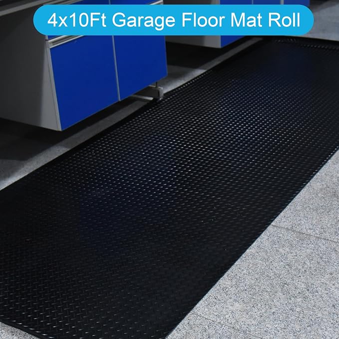 OrangeStar 4 x 10 Ft Garage Floor Mat, Diamond Plate PVC Garage Flooring Roll - Image 6