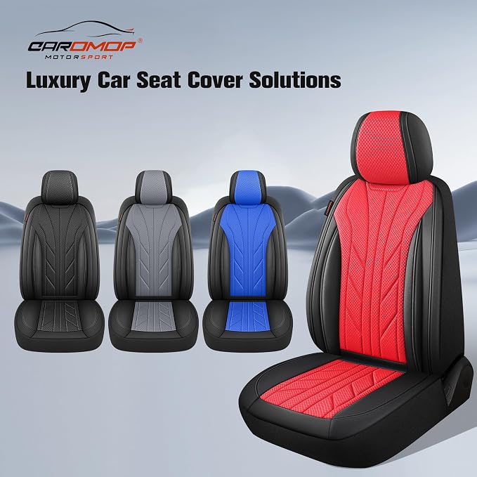 CAROMOP Luxury Faux Leather&Fabric Car Seat Covers Full Set - Image 7