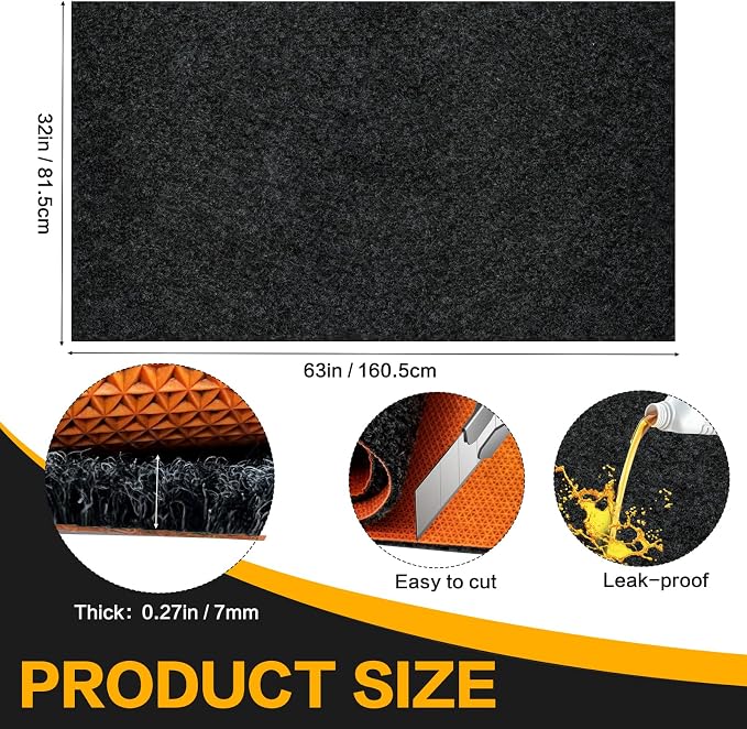 Oil Spill Mat, 64 x 32 Inch Garage Floor Mat Heavy Duty Absorbent Oil Pad - Image 2