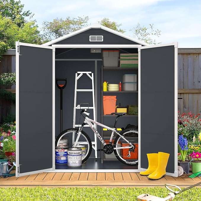 6*4.4 FT Resin Outdoor Storage Shed Plastic Shed by HUGROVE