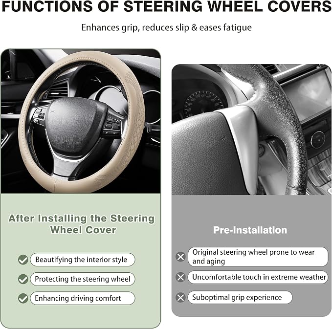 【2025 Model】 Breathable Soft Leather Car Steering Wheel Cover - Image 3