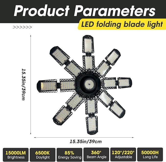 LED Garage Light, Super Bright Screw in E26/E27 Ceiling Shop Work Lamp - Image 2