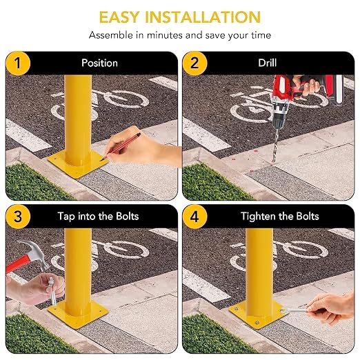 4-Pack Heavy Duty Safety Bollards, 4.5" Diameter Steel Pipe Bollard Post - Image 3
