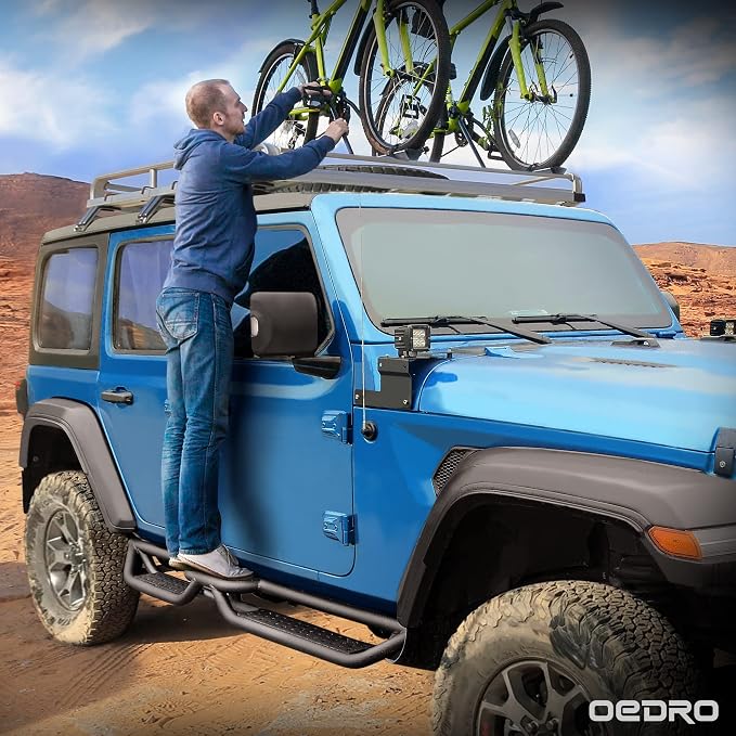 OEDRO Running Boards with Two Stairs Design All-Steel Build, Bolt-on Side Steps - Image 3