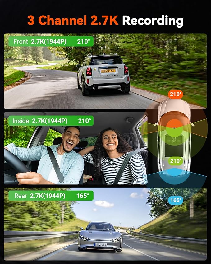 Vantrue E360 Plus 3 Channel 360 Degree WiFi Dash Cam, Dual STARVIS 2, - Image 2
