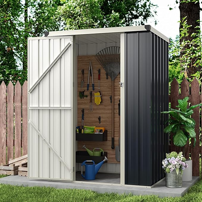 Goplus 3.8 x 2.8 FT Storage Shed Outdoor, All-Weather Steel Utility Storage - Image 2