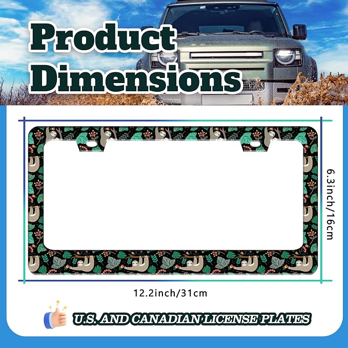 Cute Sloth License Plate Frame Funny Animal Climbing Tree License Plate Holder - Image 3