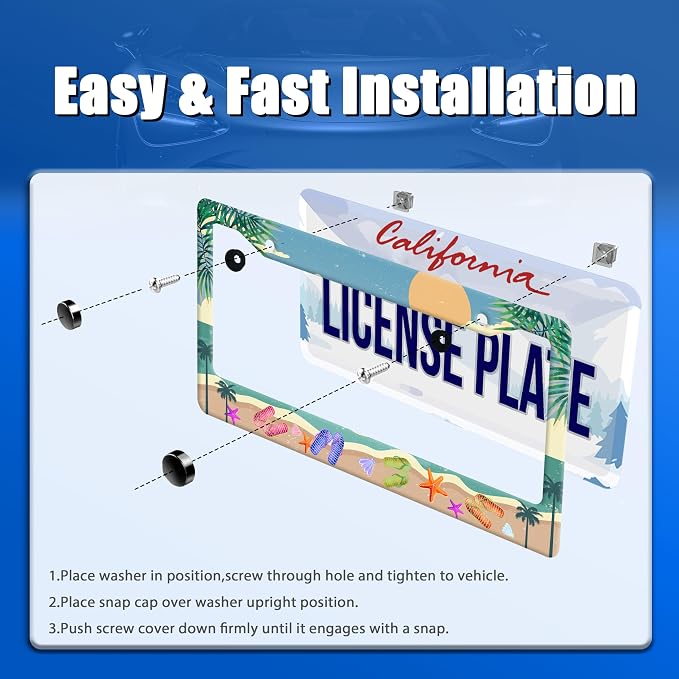 Summer Beach License Plate Frame Flip Flops License Plate Stainless Steel Funny - Image 3