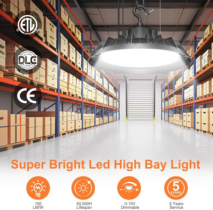 6Pack LED High Bay Lights, Super Bright 240W UFO High Bay LED Shop Lights - Image 2