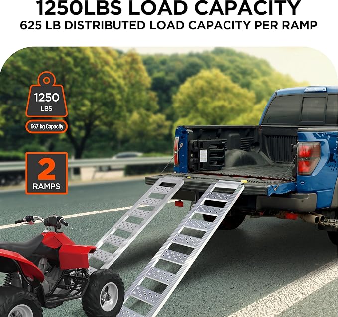 Rockland Straight Aluminum Loading Ramp, 1250 LBS Loading Capacity, Portable - Image 2