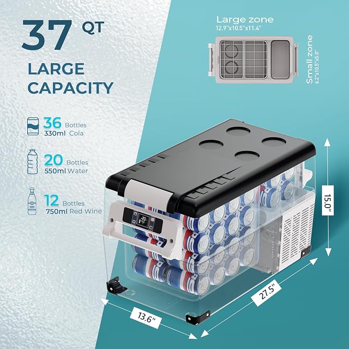 EUHOMY 12 Volt Refrigerator, 38QT Electric Cooler, 12V Fridge APP Control - Image 7