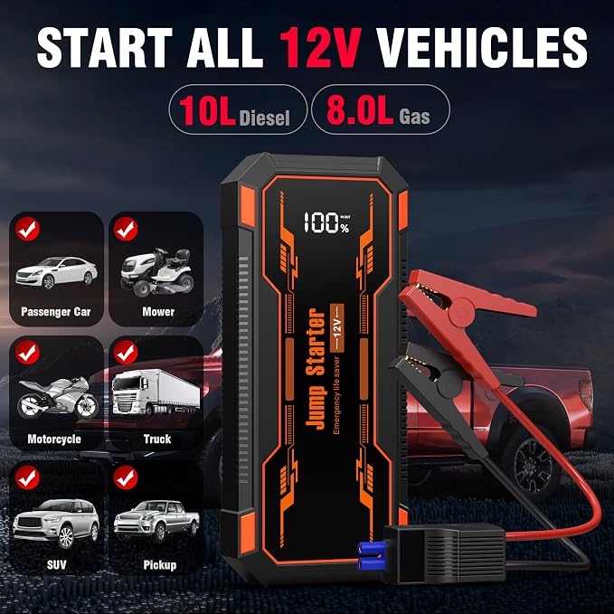 Car Jump Starter 6000A Car Battery Jump Starter Portable, 12V Battery Jumper - Image 3