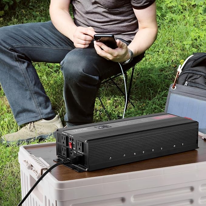 VEVOR Pure Sine Wave Inverter, 3000 Watt, DC 12V to AC 120V Power Inverter - Image 8