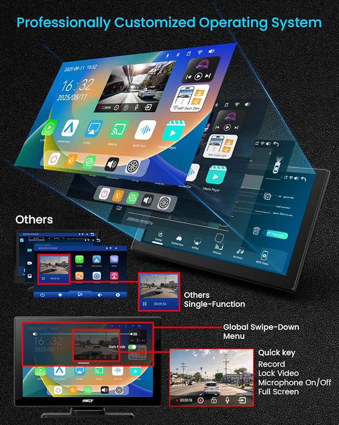 IK5 9" Wireless Apple CarPlay & Android Auto Screen, Portable Car Stereo - Image 8