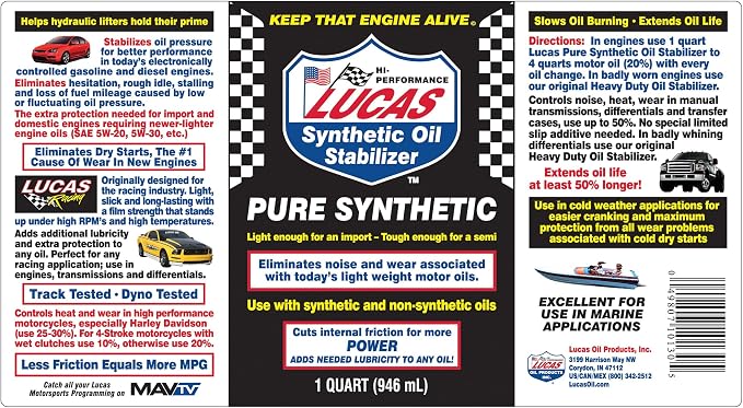 Lucas Oil 10130 Pure Synthetic Oil Stabilizer - Image 4