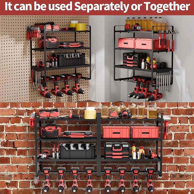 NINAT Heavy Duty 4-Tier Wall Mount Tool Organizer Rack - Image 7