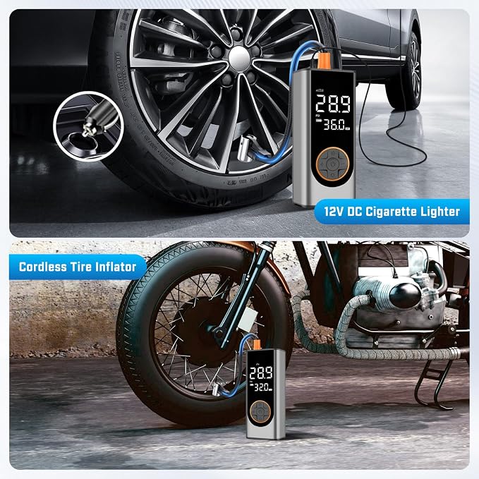 Tire Inflator Portable Air Compressor, 150PSI Cordless Air Pump - Image 3