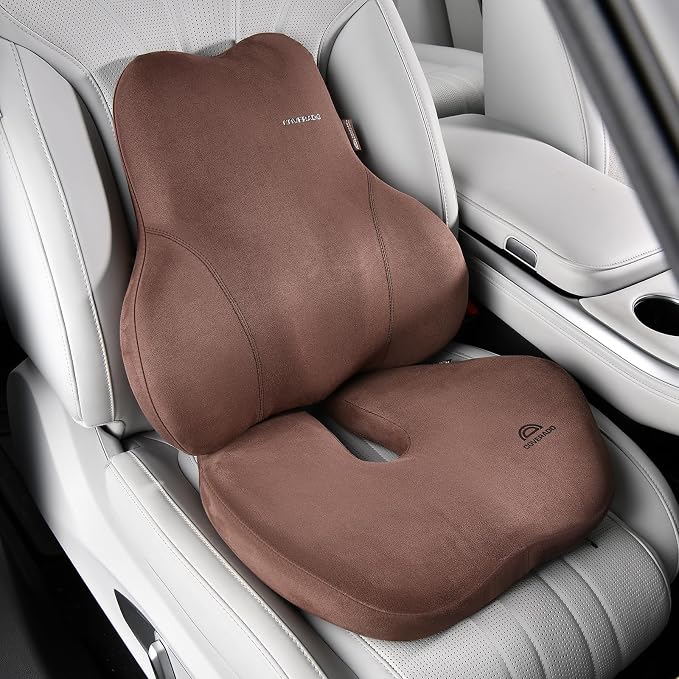 Coverado Memory Foam Car Seat Cushion and Lumbar Support Pillow by COVERADOAUTO