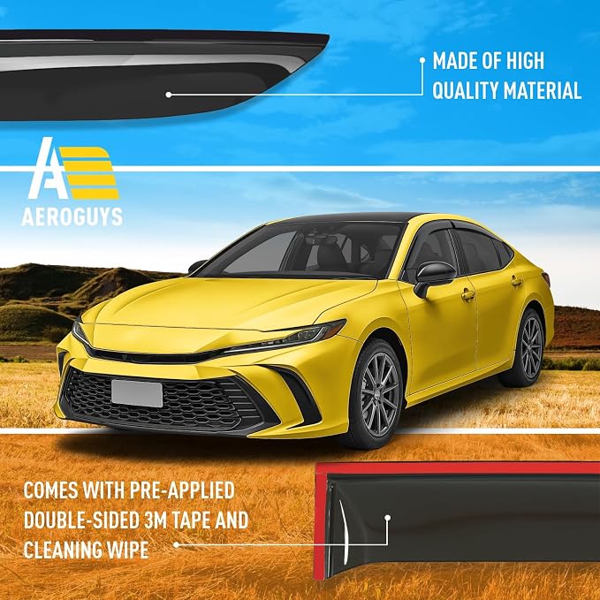 Extra Durable Window Deflectors Tape-On Window Visors Rain Guards Fit - Image 6