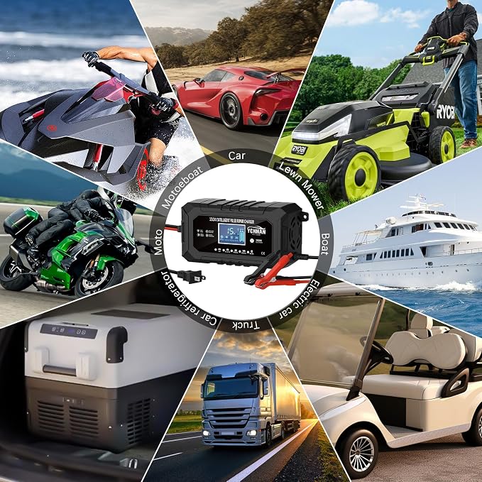 YONHAN 15-Amp Battery Charger LiFePO4 Trickle Car Battery Charger 12V 24V - Image 9
