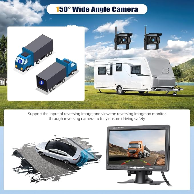 Wireless Vehicle Backup Camera System, 7 Inch Reverse Camera Monitor - Image 7
