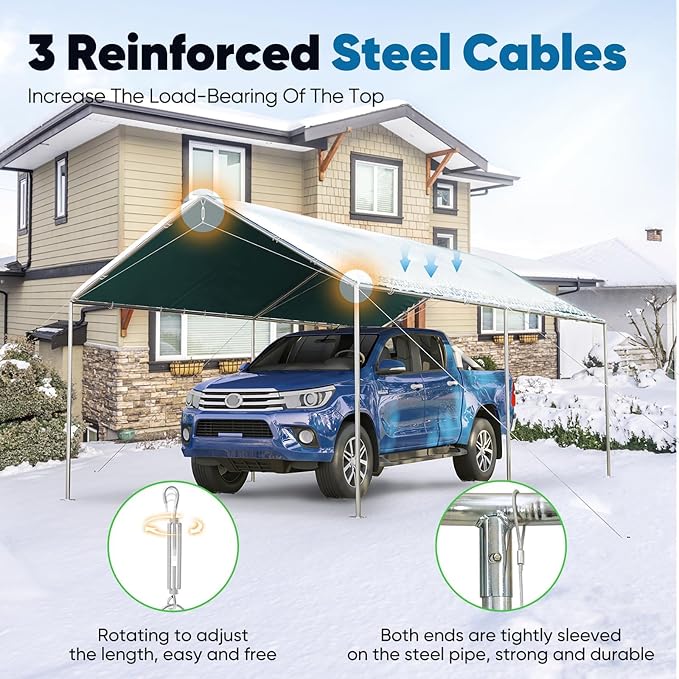 Quictent 10x20 ft Heavy Duty Car Canopy Galvanized Frame Carport Outdoor Party - Image 2