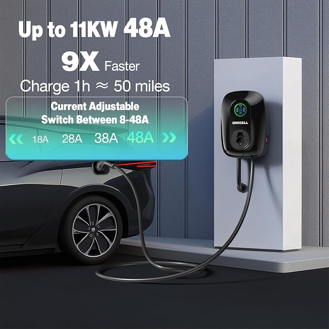 GRECELL Level 2 EV Wall Charger, ETL Certified 48A 11KW 240V J1772 Charger - Image 2