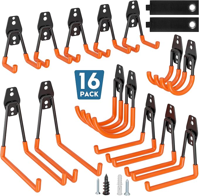 BONTEC Heavy Duty Garage Hooks, Anti-Slip Coated Black Steel by BONTEC