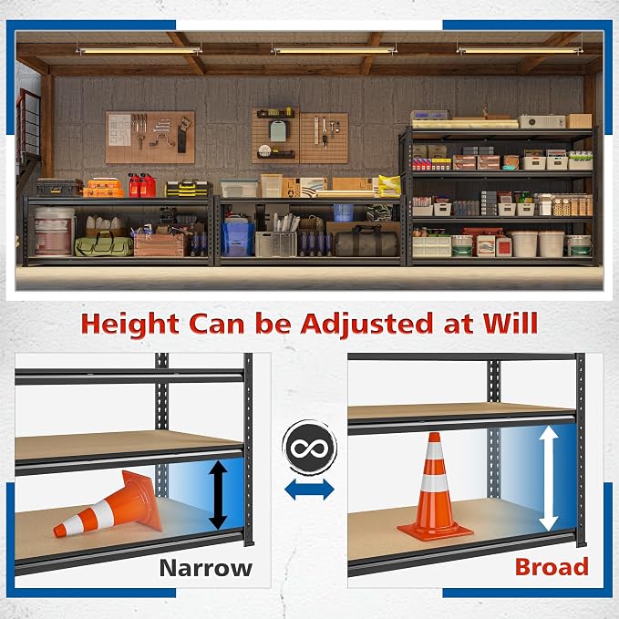 59.8" W Metal Shelving 59.8" H Storage Shelves 2200LBS Garage Shelving - Image 5