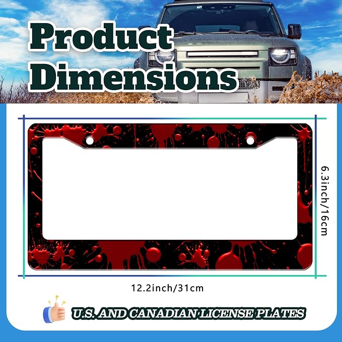 Red Blood Drop License Plate Frame Blood Spatter License Plate Holder - Image 3