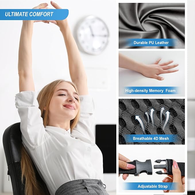Memory Foam Lumbar Support Cushion Relieves Lower Back Pain Car Seat Office - Image 5