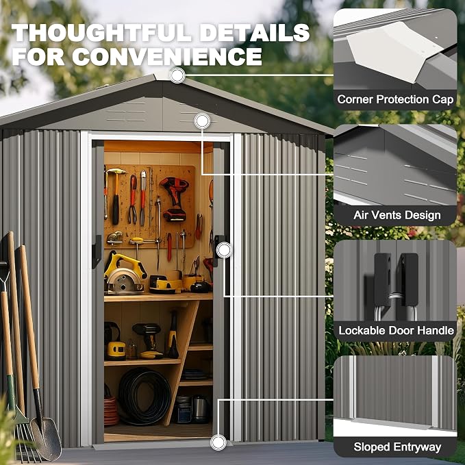 Nuu Garden 6 x 4 FT Outdoor Storage Shed - Image 5