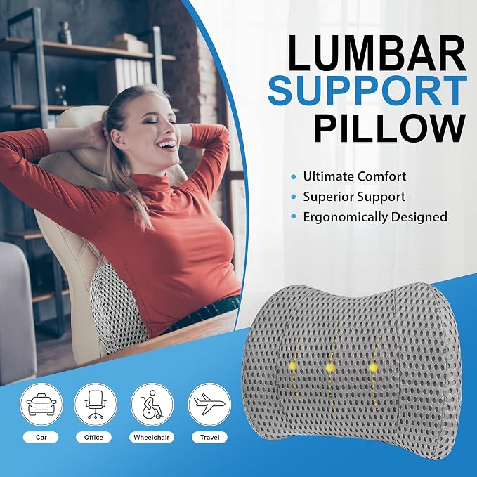 Lumbar Support Pillow for Car, Memory Foam Lumbar Pillow for Lower Back Pain - Image 2