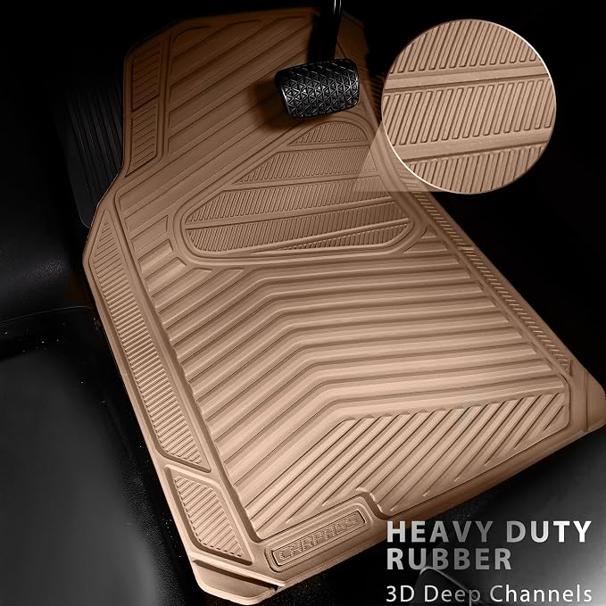 CAR PASS Rubber Car Mats, Car Floor Mats All Weather Car Mat Full Set 3 Piece - Image 2